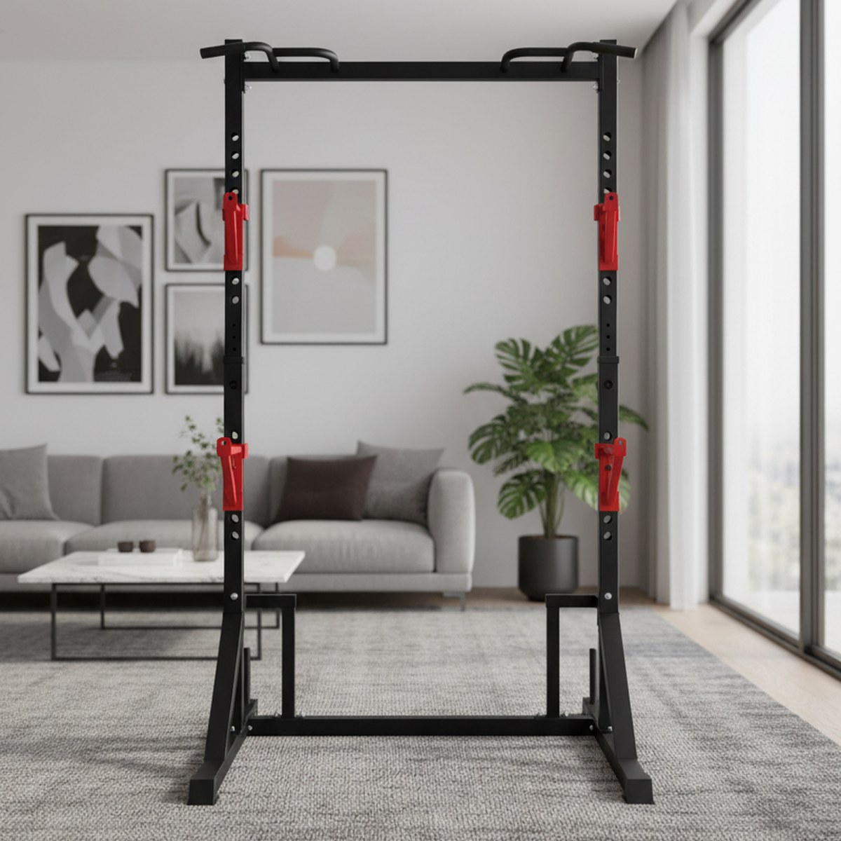 Home Gym Fitness - แร็คปรับระดับได้พร้อมบาร์ดึงข้อ สำหรับออกกำลังกายที่บ้าน แท่นสควอท อุปกรณ์ฟิตเนสสำหรับงานหนัก