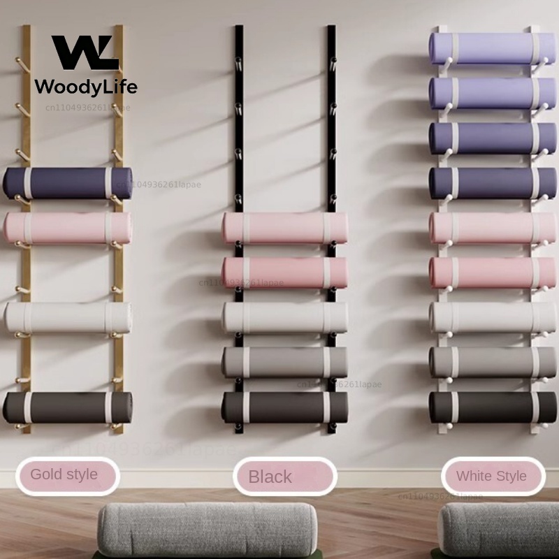 Home Gym Folding Rack - ชั้นวางติดผนังสำหรับสตูดิโอ ระบบจัดเก็บแบบแขวนขนาดใหญ่ สำหรับเสื่อโยคะและอุปกรณ์พิลาทิส สำหรับการจัดระเบียบในยิมและที่บ้าน