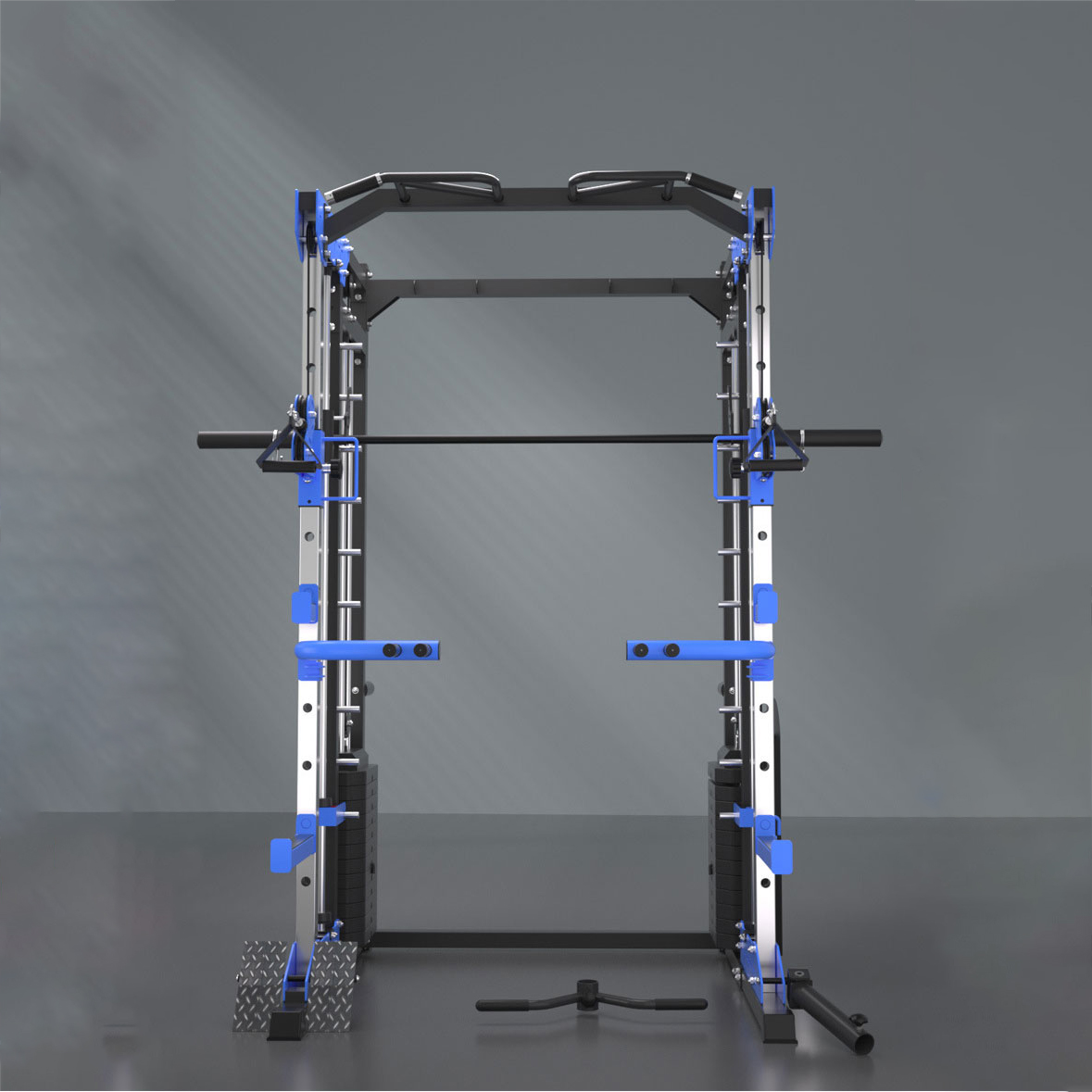 Home Gym Smith - อุปกรณ์ฟิตเนสสำหรับออกกำลังกายที่บ้าน สถานีอเนกประสงค์พร้อมแร็คสควอทและเครื่องสมิธสำหรับการออกกำลังกายส่วนตัว 1