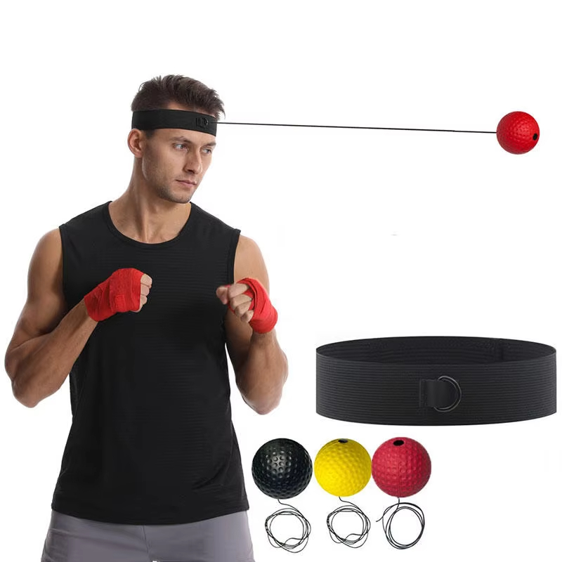 Boxing Bag Stand - ที่คาดผมแบบยืดหยุ่นและลูกบอลสะท้อนแสงสีดำ แบบที่คาดผม สำหรับกีฬาชกมวย ลูกบอลฝึกความเร็ว สำหรับผู้ใหญ่และเด็ก ลูกบอลฝึกปฏิกิริยาตอบสนอง
