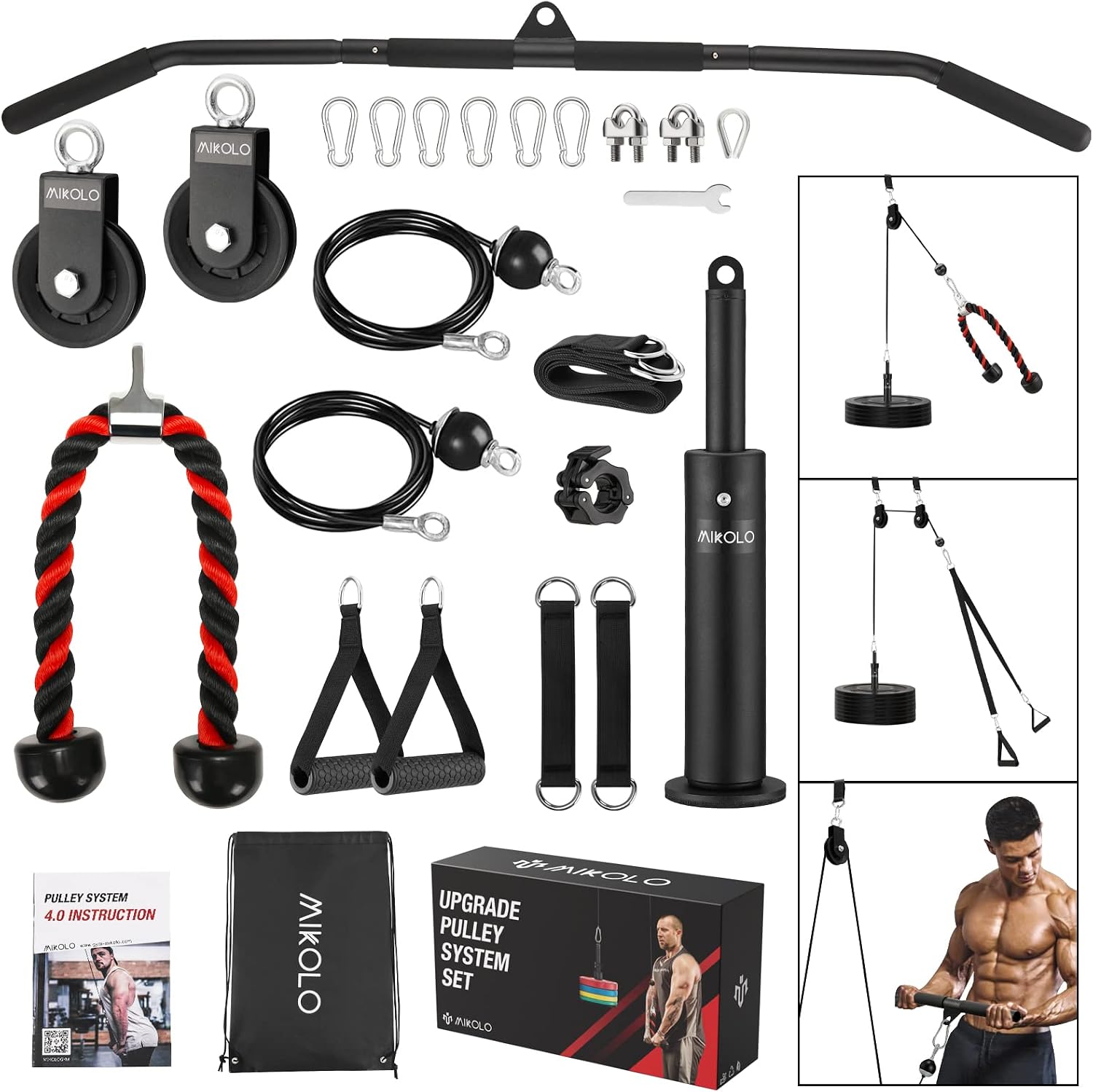 Home Gym System - ระบบรอกยกน้ำหนักแบบอัพเกรดสำหรับยิมที่บ้าน - โหมดคู่, รับน้ำหนักได้ 450 ปอนด์,