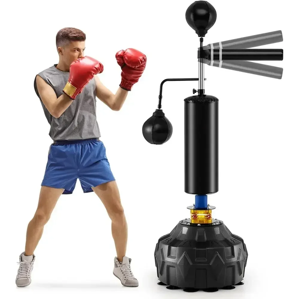 Speed Bag Boxing - กระสอบทรายปรับระดับความสูงได้พร้อมลูกบอลความเร็ว 2 ลูก และแกนหมุนสำหรับฝึกซ้อมคิกบ็อกซิ่ง, MMA, มวยไทย