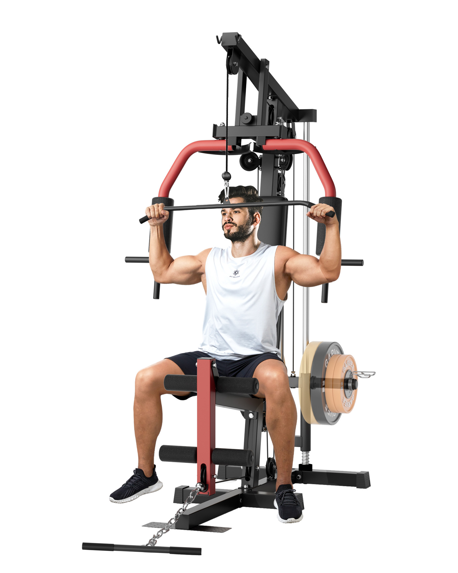 Home Gym Leg Extension Machine - อุปกรณ์ออกกำลังกายแบบมัลติฟังก์ชั่น 5-in-1 สำหรับใช้ในบ้าน: เครื่องออกกำลังกายทั้งร่างกาย พร้อมฟังก์ชั่น Lat