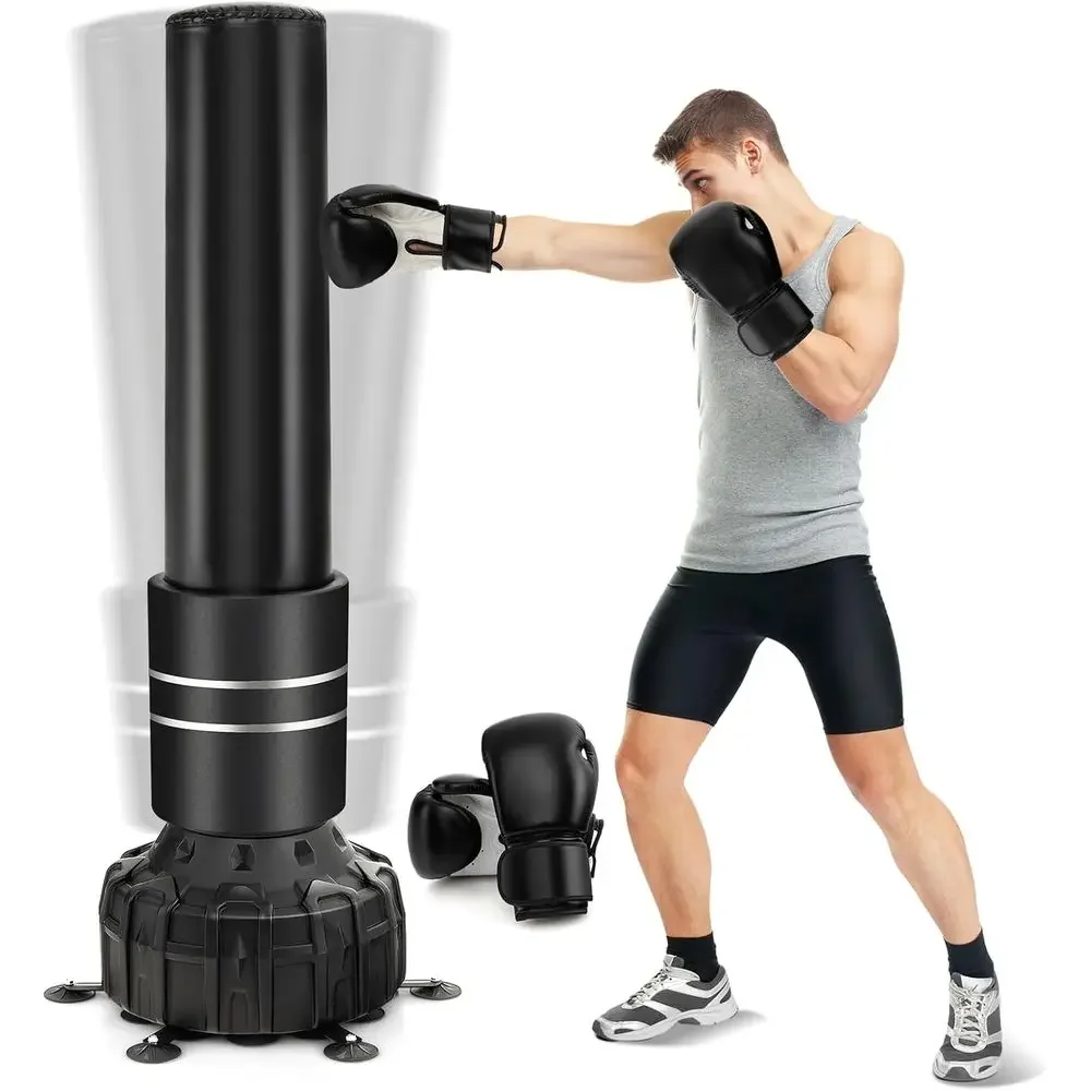 Boxing Bag Stand - กระสอบทรายตั้งพื้นแบบไม่ต้องติดตั้ง 71 ชิ้น พร้อมถุงมือ, ปลอกหุ้มแบบถอดได้, ฐานยึดแบบสุญญากาศ
