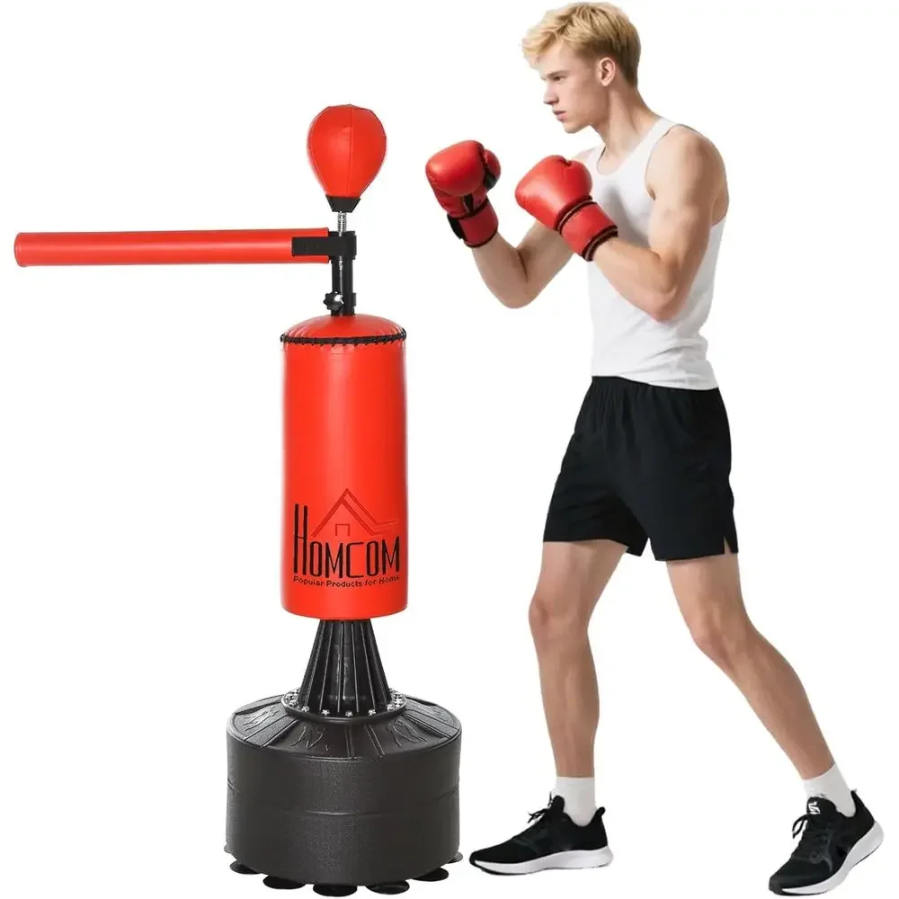 Speed Bag Boxing - กระสอบทรายปรับระดับความสูงได้ พร้อมลูกบอลความเร็ว บาร์หมุน และนวมชกมวย รวมฐานถ่วงน้ำหนัก