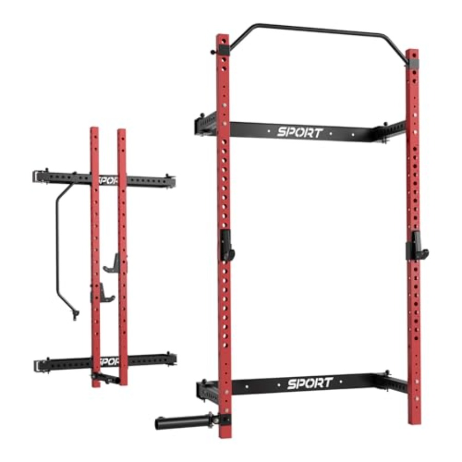 Home Gym Folding Rack - แร็คสควอทพับได้สำหรับยิมที่บ้าน: เหล็กสีดำ ขนาด 2.36 นิ้ว x