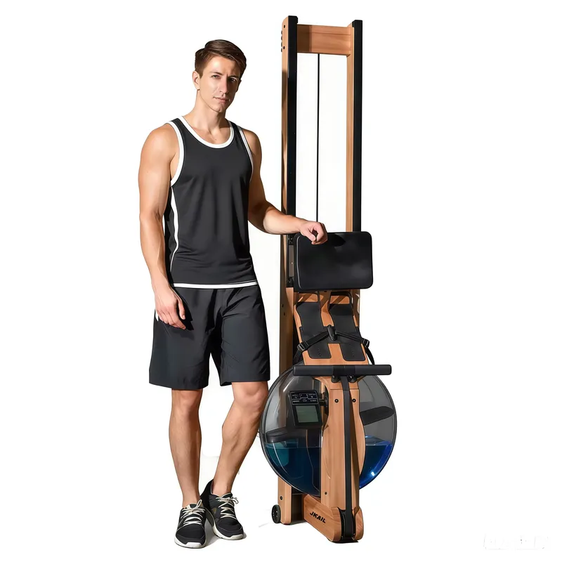 Home Gym Rowing Machine - เครื่องกรรเชียงบกแบบปรับได้ ทำจากไม้แท้นำเข้า สำหรับออกกำลังกายที่บ้าน พร้อมหน้าจอ LED แสดงแรงต้าน