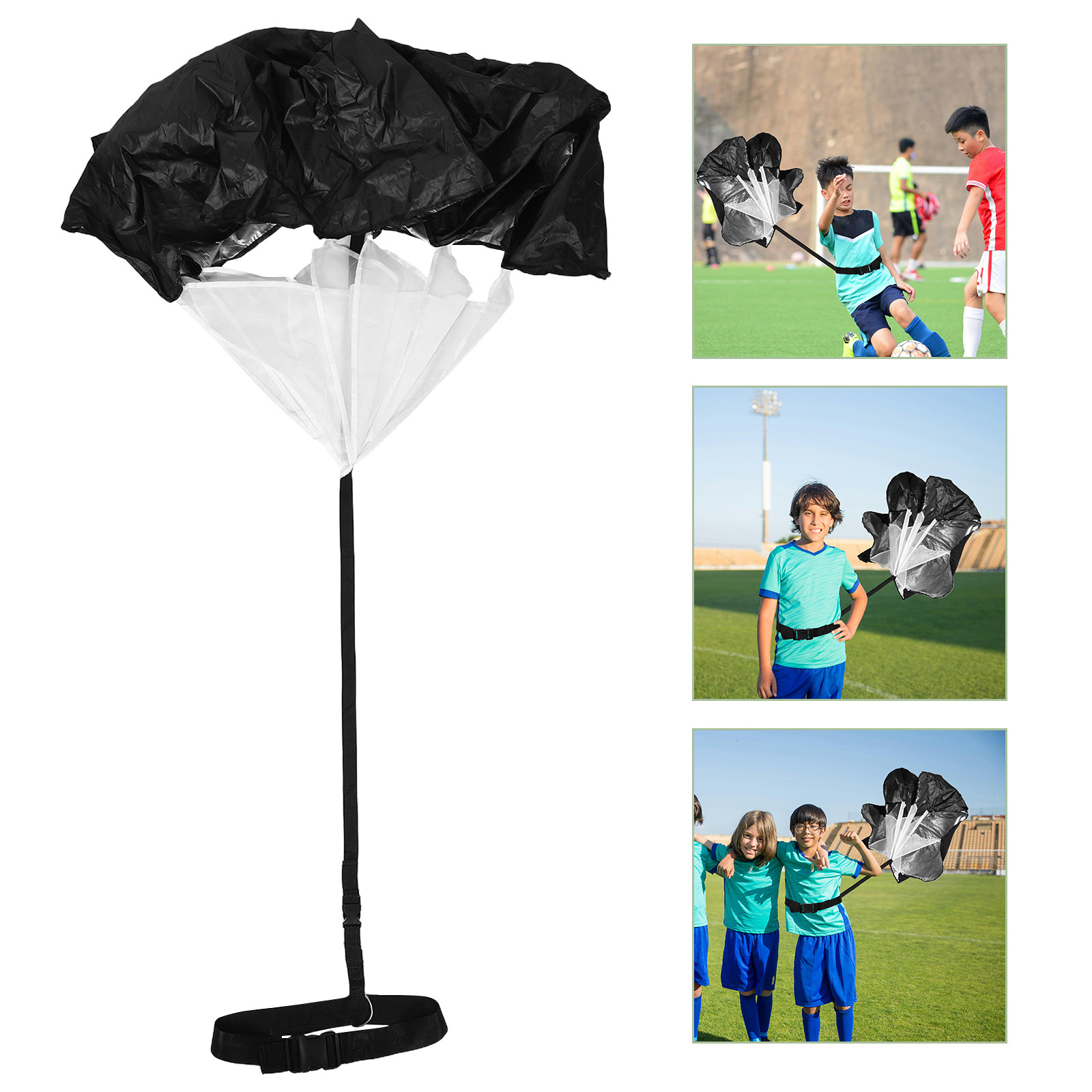 Speed Parachute Sprint - เข็มขัดรัดเอวแบบอิสระพร้อมร่มต้านแรงสำหรับฝึกความเร็ว วิ่งระยะสั้น ฟุตบอล เสริมสร้างความแข็งแรง ความทนทาน และพลัง