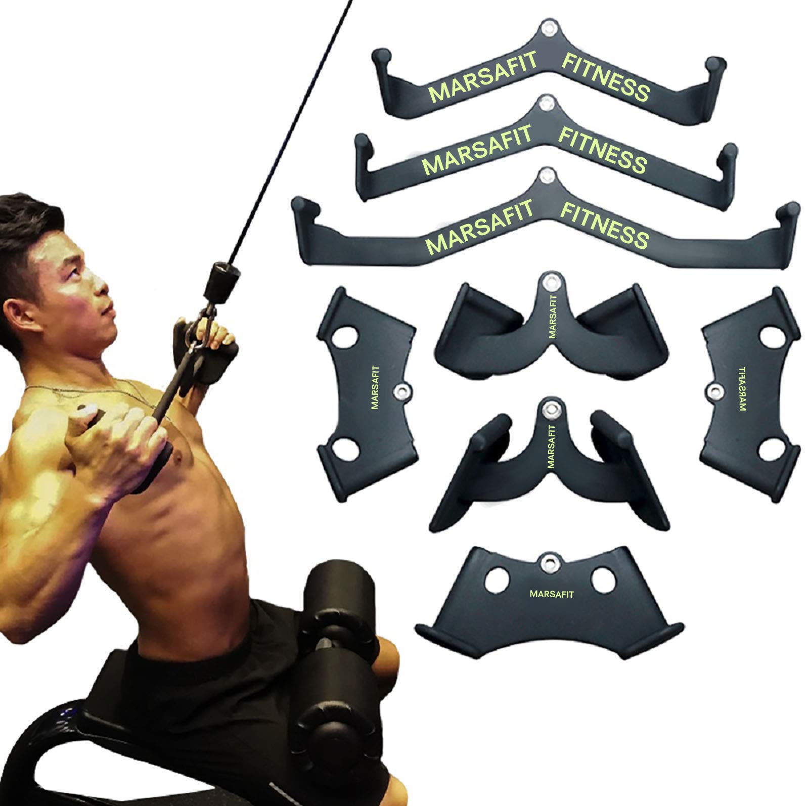 Home Gym Lat Pulldown - ลาดดึงบาร์พาย Handle Fitness Grips กลับกล้ามเนื้อการฝึกอบรมเพาะกาย Gym