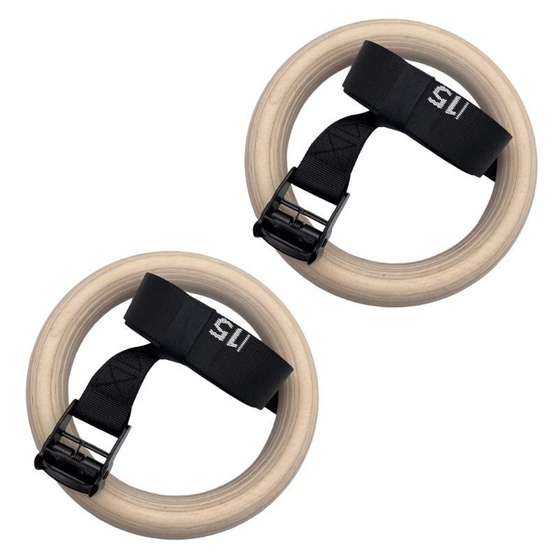 Gymnastic Rings Wooden - Q84C ไม้ปรับแหวนยิมนาสติกพร้อมสายรัดปรับการออกกำลังกายร่างกายเต็มรูปแบบแหวนออกกำลังกายสำหรับ Strength Training