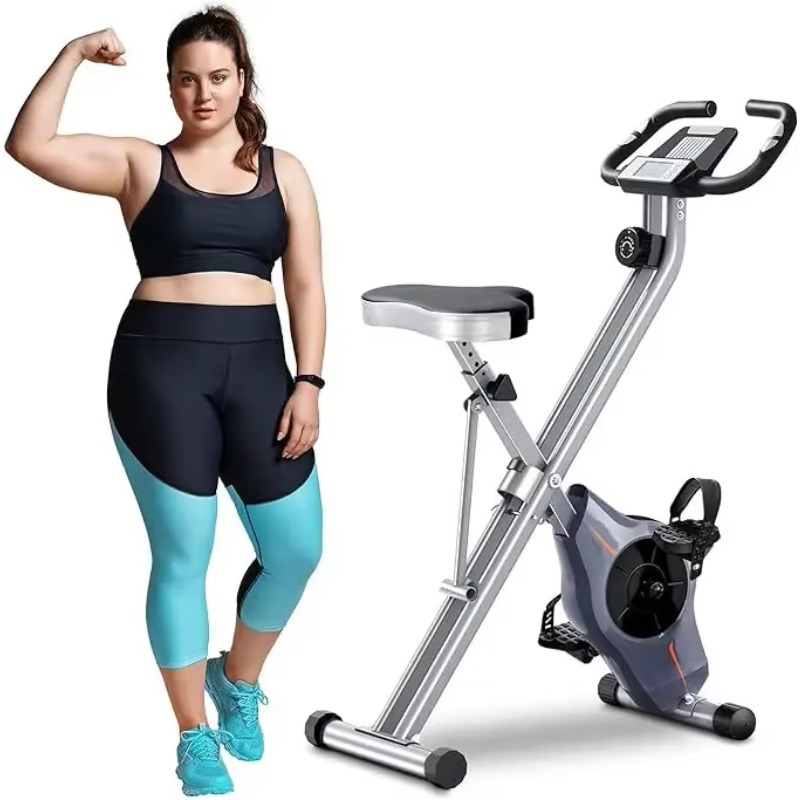 Home Gym Portable - จักรยานออกกำลังกายแบบพกพาทำจากเหล็กสำหรับใช้ในบ้าน จักรยานออกกำลังกายแบบพับได้สำหรับใช้ในบ้าน โครงสร้างแข็งแรงเพื่อความมั่นคง
