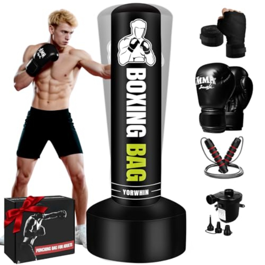Boxing Bag Stand - กระสอบชกอิสระสําหรับผู้ใหญ่วัยรุ่น 70 ''กระเป๋ามวยหนักพร้อมขาตั้งรวมถุงมือปั๊มและเชือกกระโดดเหมาะสําหรับ Home G
