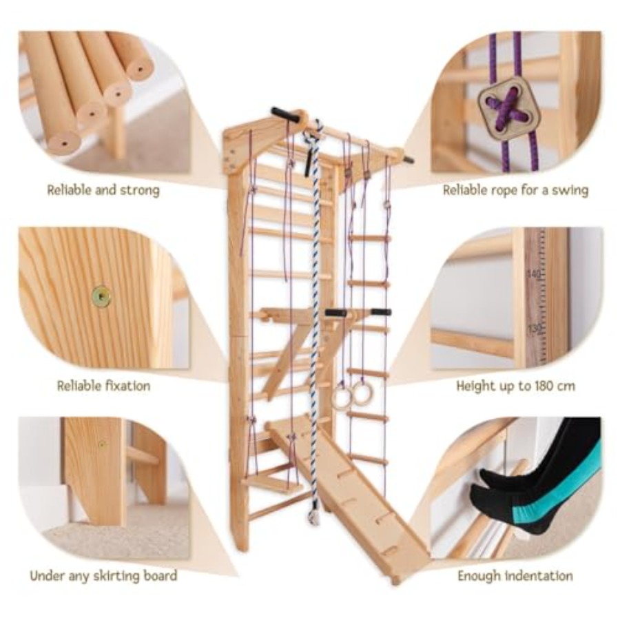 บาร์โหนติดผนังแบบสวีเดน สำหรับ - Gymnastic Rings Wooden บทวิจารณ์และราคา