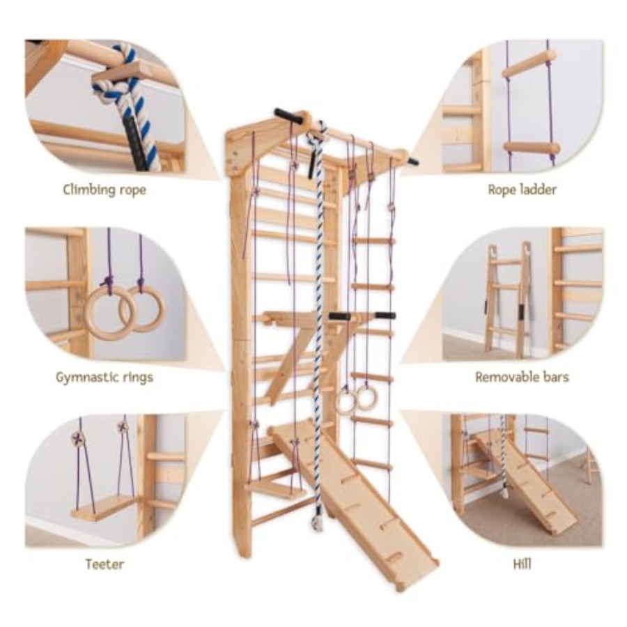 บาร์โหนติดผนังแบบสวีเดน สำหรับ - Gymnastic Rings Wooden บทวิจารณ์และราคา