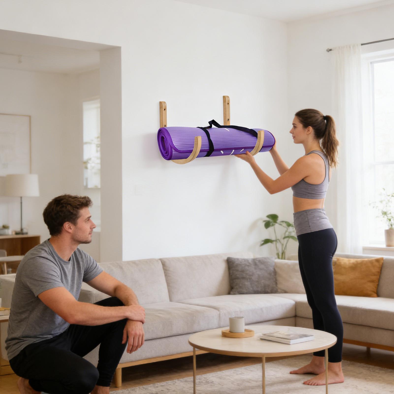 ที่วางเสื่อโยคะ 2 ชิ้น ทำจากไม - Home Gym Folding Rack บทวิจารณ์และราคา