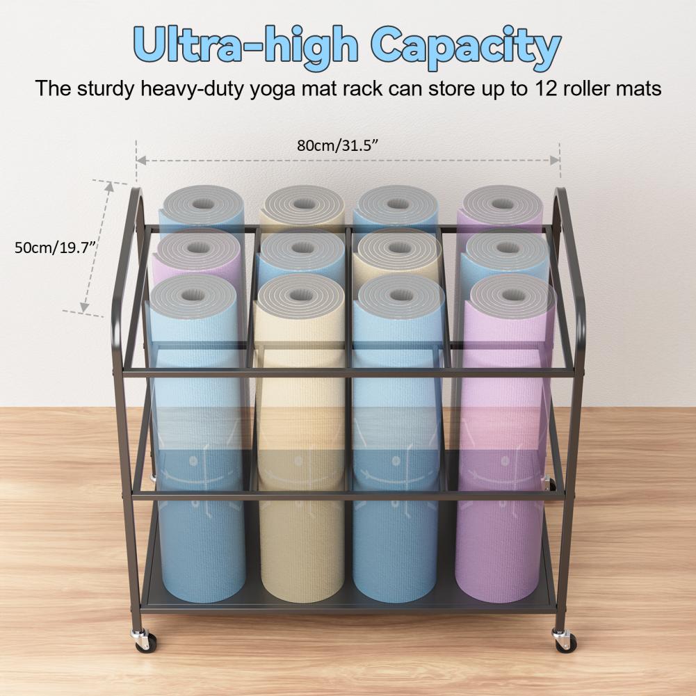 ชั้นวางเสื่อโยคะพร้อมล้อเลื่อน - Home Gym Folding Rack บทวิจารณ์และราคา