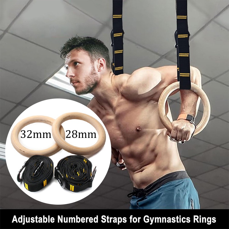 ห่วงยิมนาสติกแบบดึงขึ้นขนาด 28 - Gymnastic Rings Wooden บทวิจารณ์และราคา