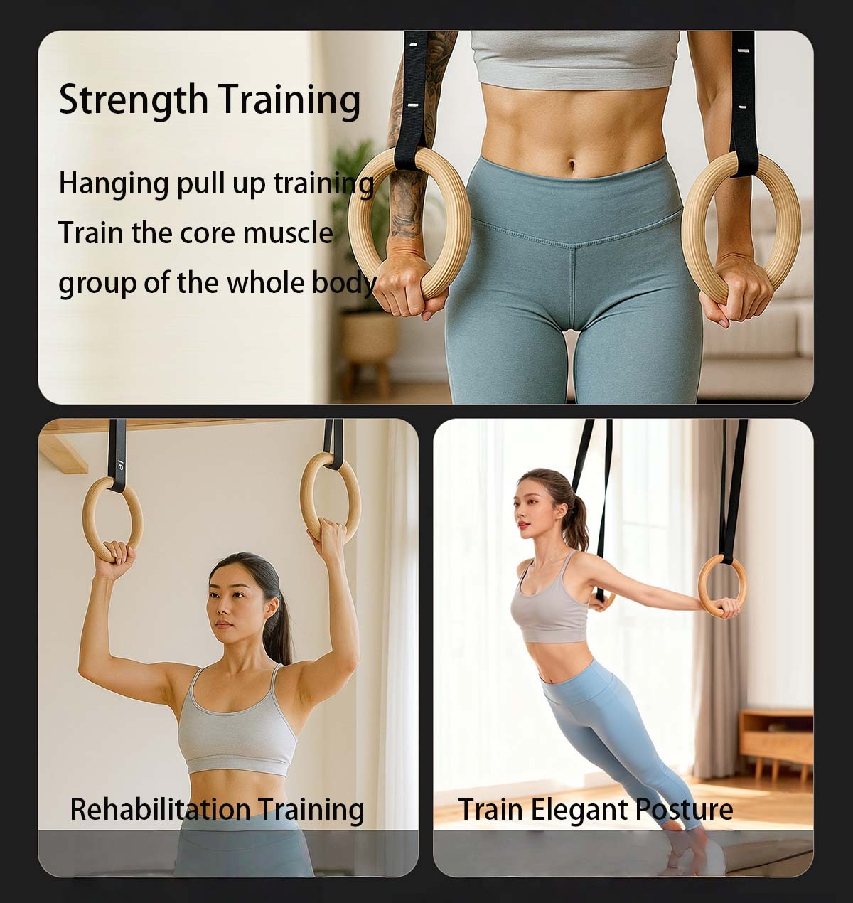 ห่วงยิมนาสติกไม้ปรับขนาดได้ 28 - Gymnastic Rings Wooden บทวิจารณ์และราคา